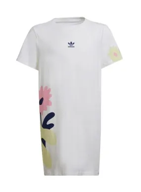 Adidas Pink Flower White Dress T-Shirt for Girls