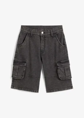Black Denim Cargo Shorts