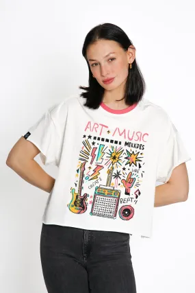 Camiseta Art + Music crudo y rosa