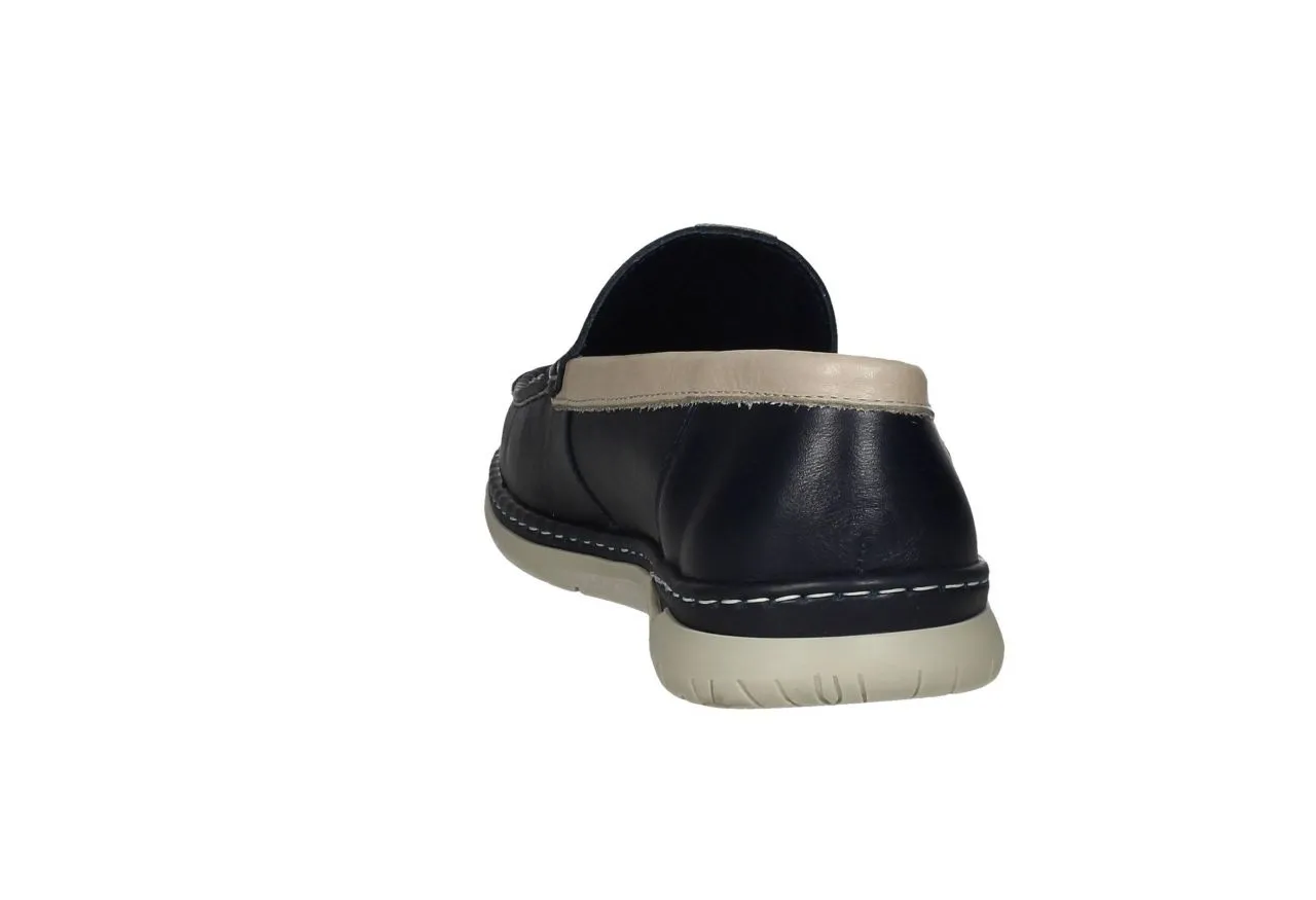 Blue Rubber Sole Leather Loafer