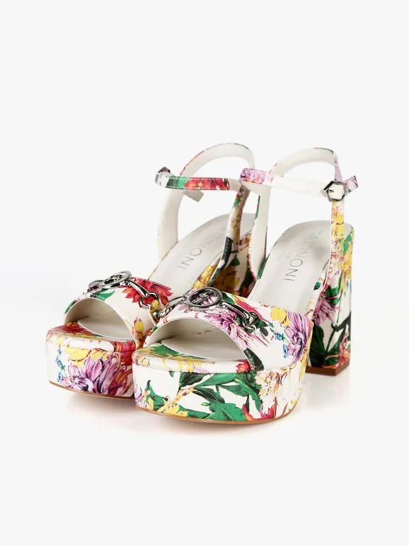 Gattinoni Sandalias florales para mujer con tacón y plataforma