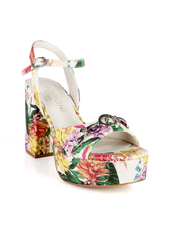 Gattinoni Sandalias florales para mujer con tacón y plataforma