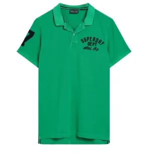 Green Polo Shirt with Classic Fit Applique
