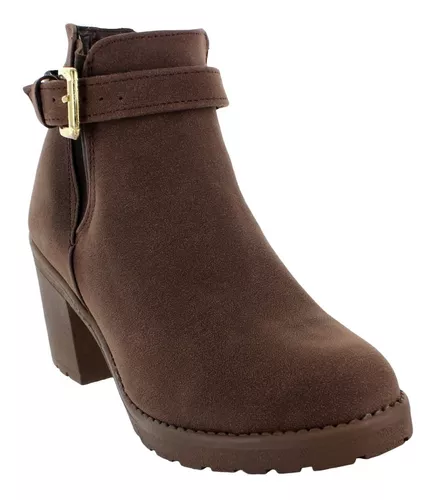 Lykos Botin Moda Casual Elegante Gamuza Cafe Mujer 74525