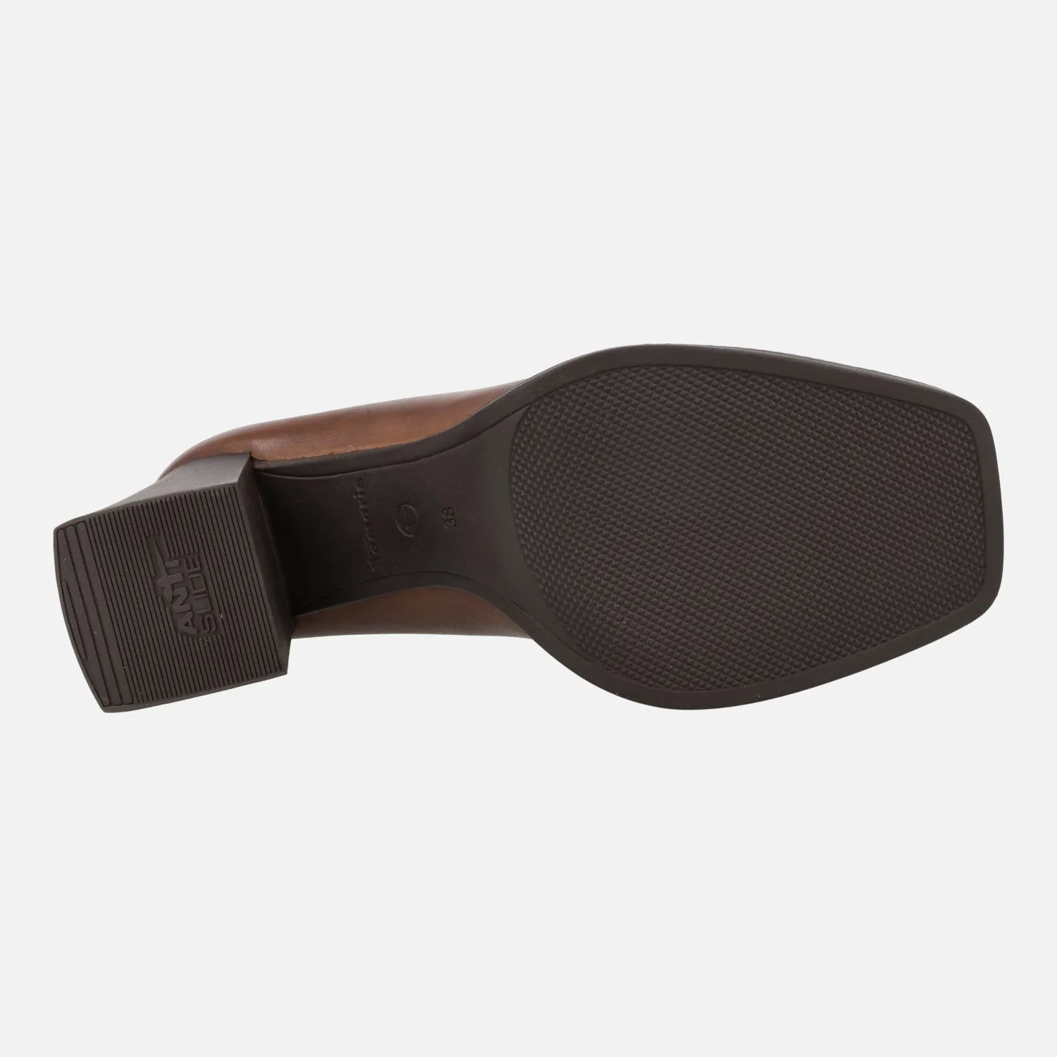 Mocasines de piel para mujer con tacón alto y antifaz