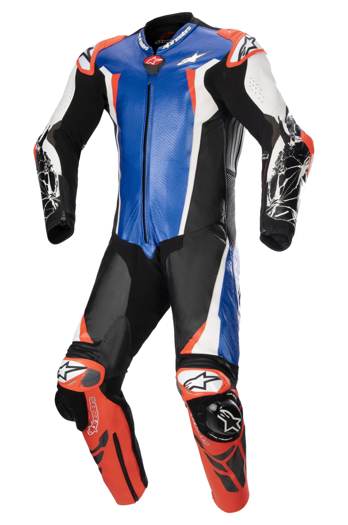 Mono de Moto Alpinestars Racing Absolute V2 1 PC Piel Azul-Negro-Blanco 