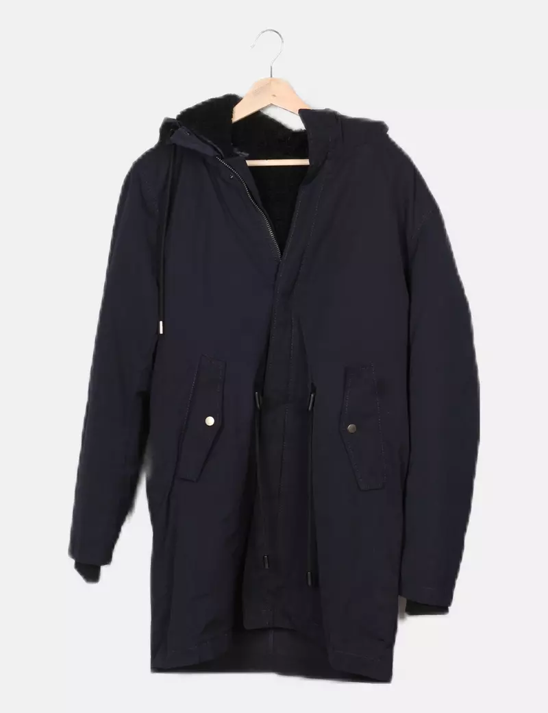 NoName Navy Blue Casual Parka