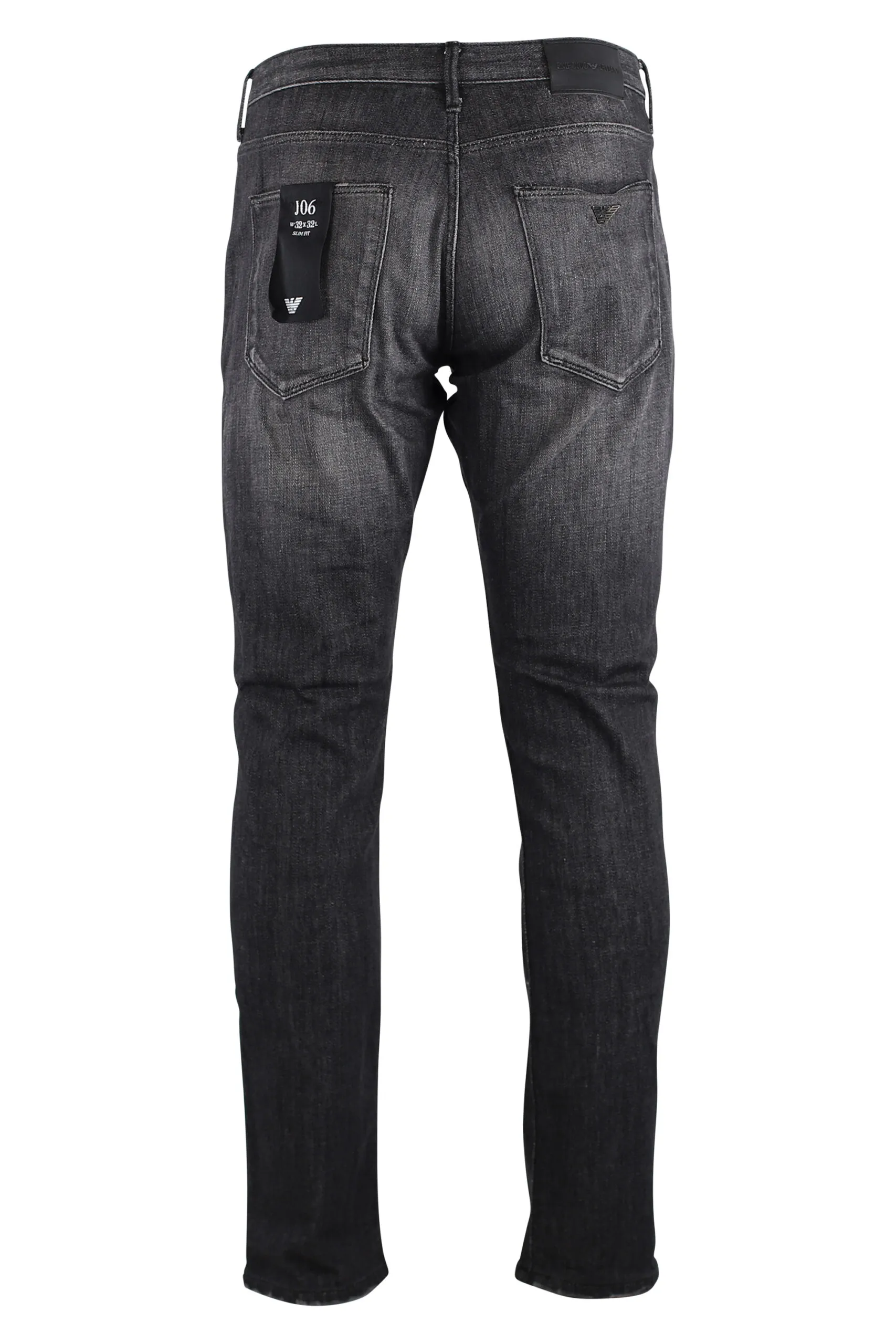 Pantalón vaquero negro desteñido con logo águila plateado