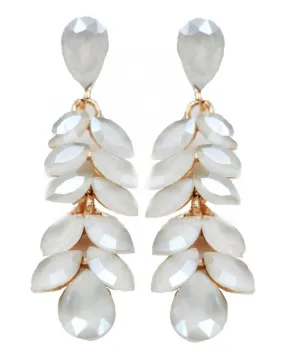 White Long Medium Party Earrings Ideal for Weddings