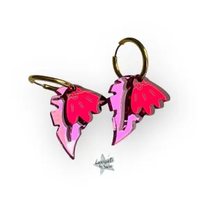 Double Leaf Pink Earrings