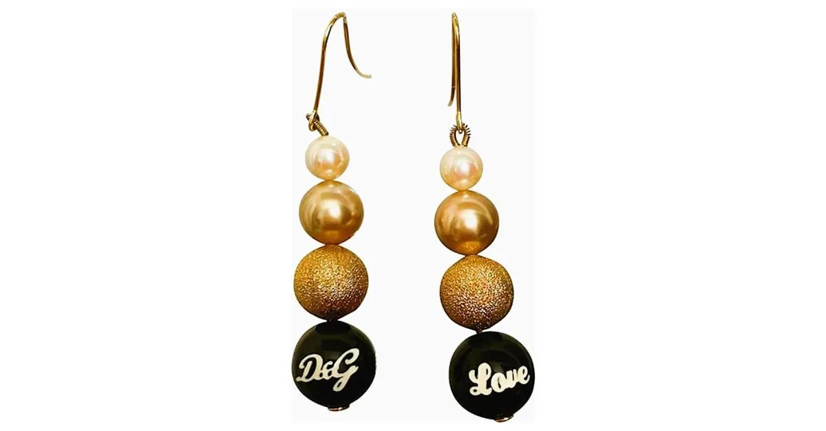 Pendientes DOLCE & GABBANA con perlas de oro blanco negro Dorado 
