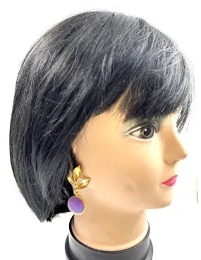 Purple and Gold Earrings for Weddings and Baptisms
