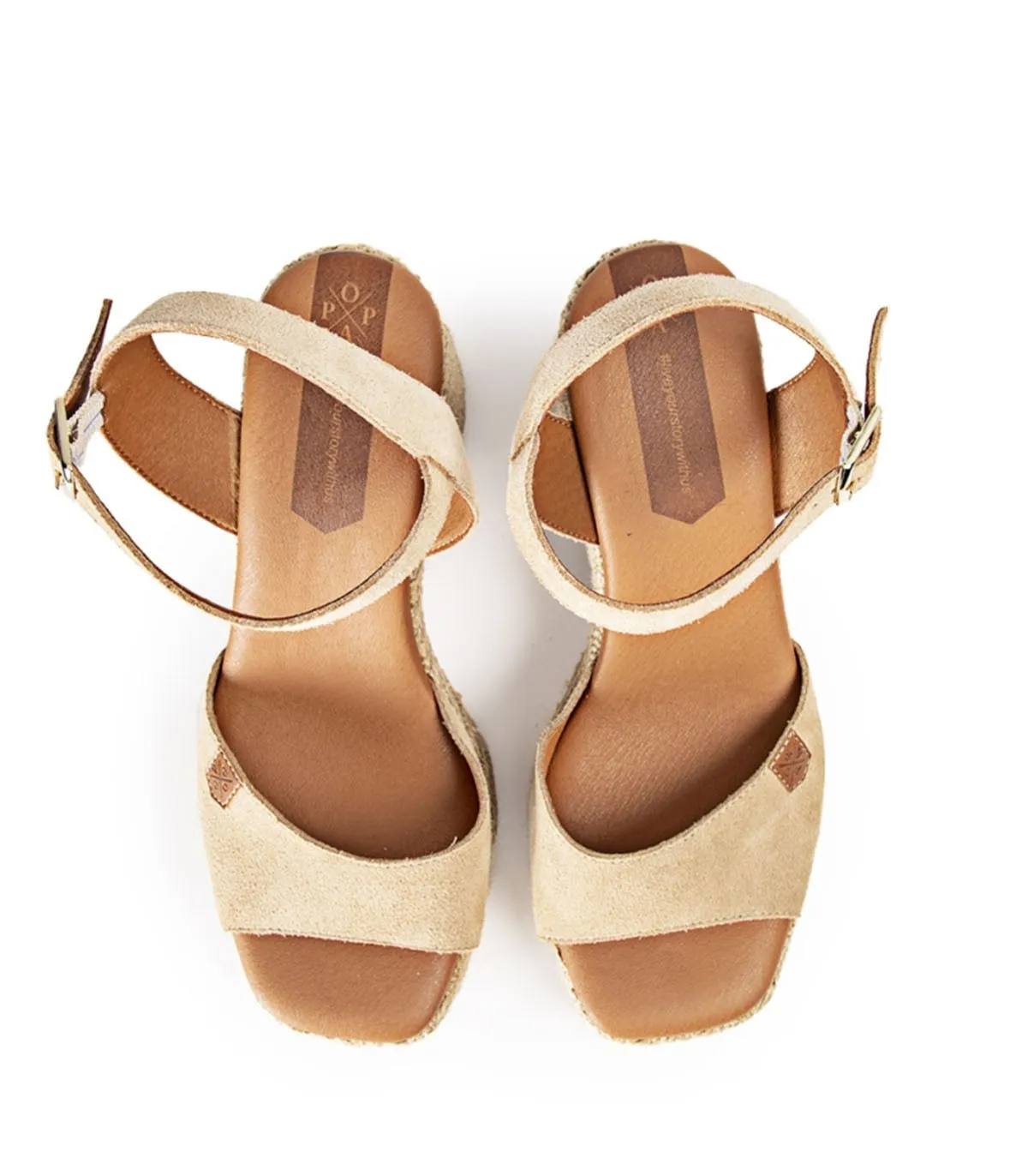 POPAs Marseille Beige Suede Jute Platform Sandal