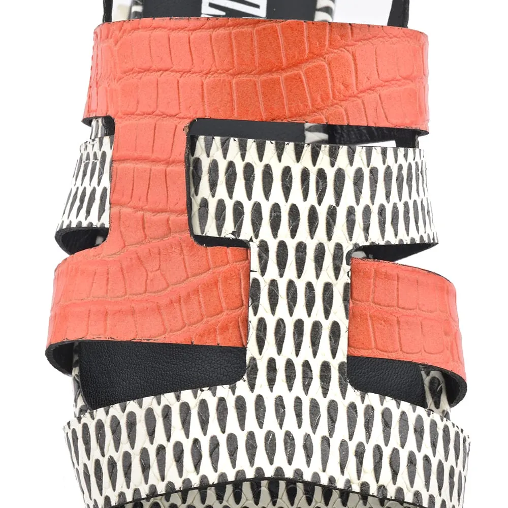Sandalia Vecchiato beige y naranja