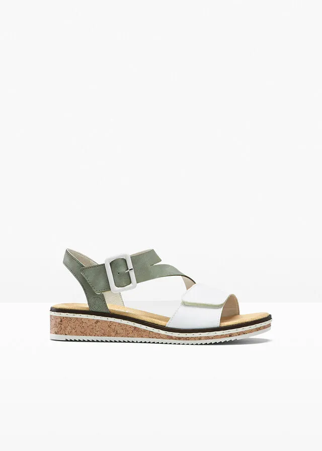 Rieker White-Mint Green Sandals