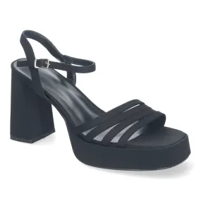 Sandalias mujer tacón medio plataforma negro A30-100