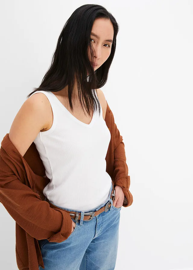 Ribbed Top White+Black