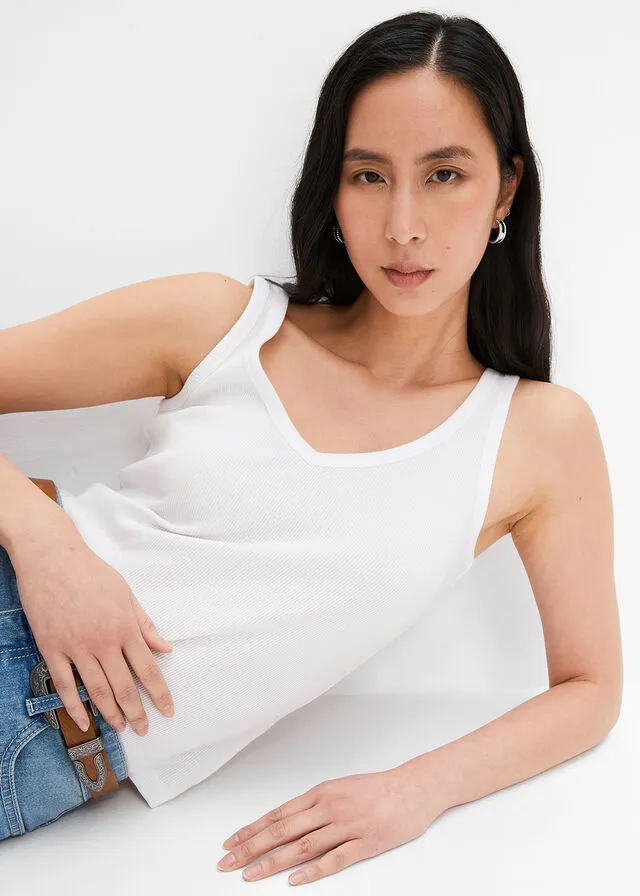 Ribbed Top White+Black