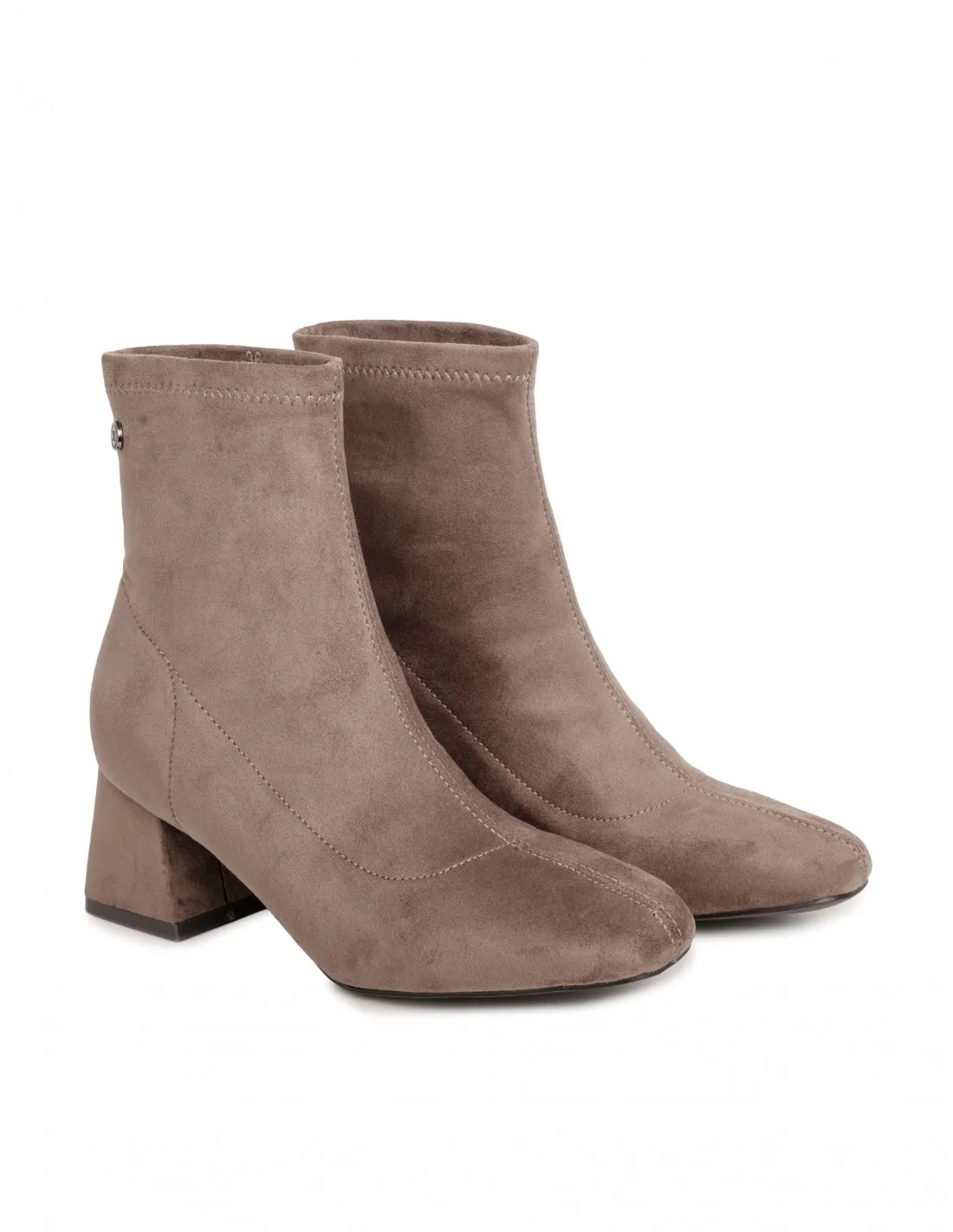 XTI Botines Veganos Tacón Cuadrado Taupe