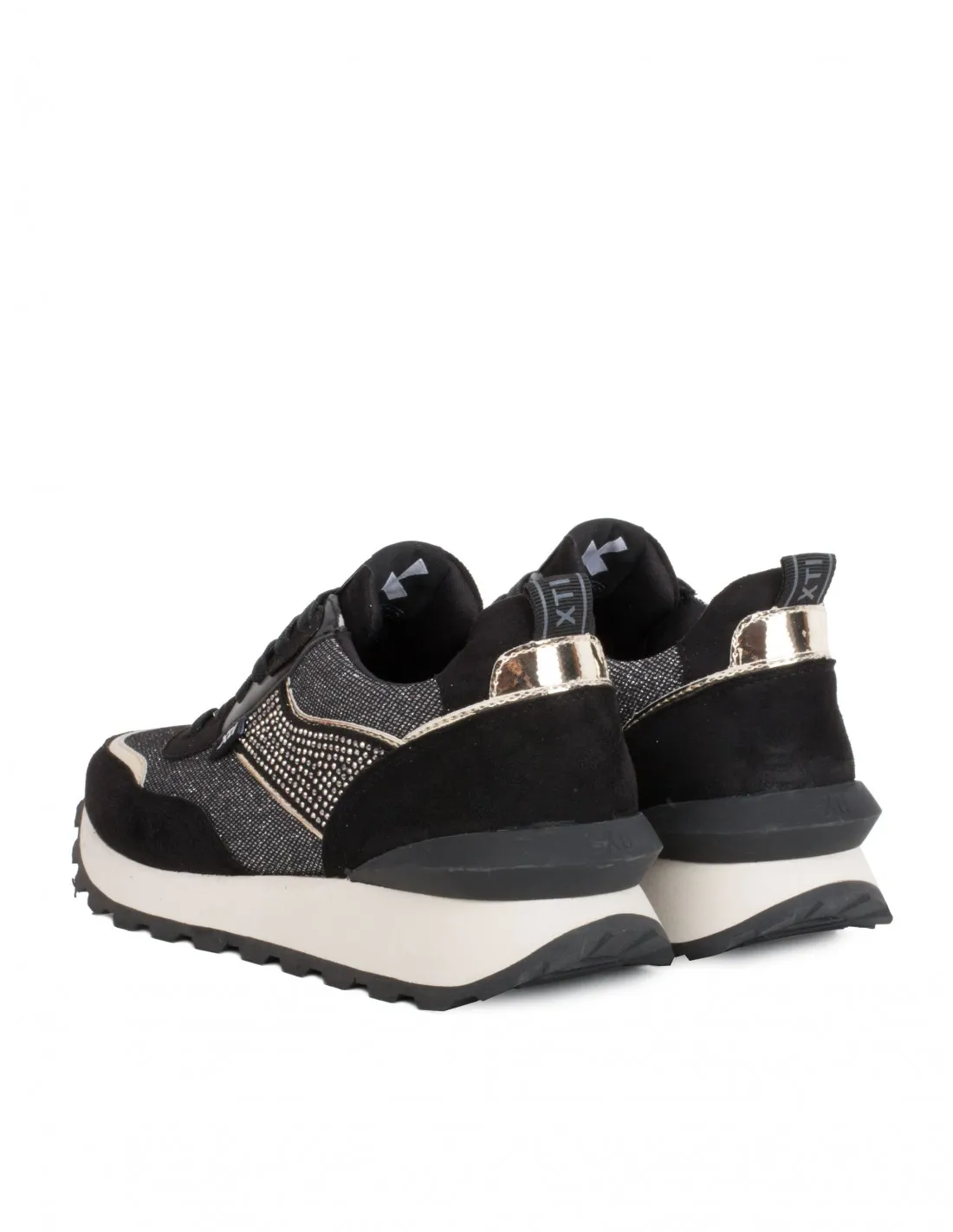 XTI Zapatillas Brillos Strass Negras